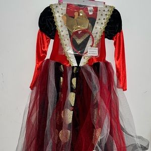 Girls Alice in Wonderland Queen of Hearts Dress Halloween Costume